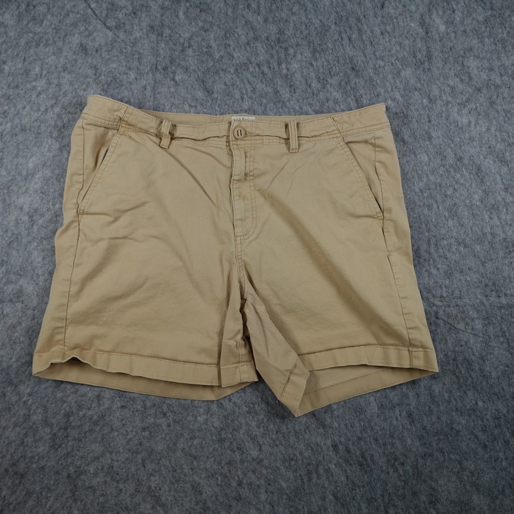 LL Bean Shorts Women 16 Tan Favorite Fit Organic Cotton Stretch Chino 5"